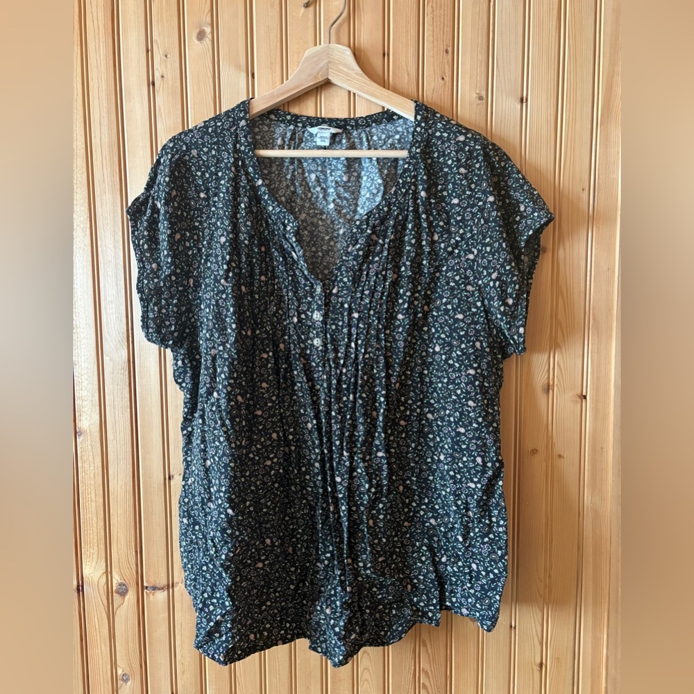 Sonoma Floral Pink Paisley Black Blouse